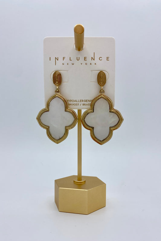 Morrocan Shaped Shell Dropped Earrings