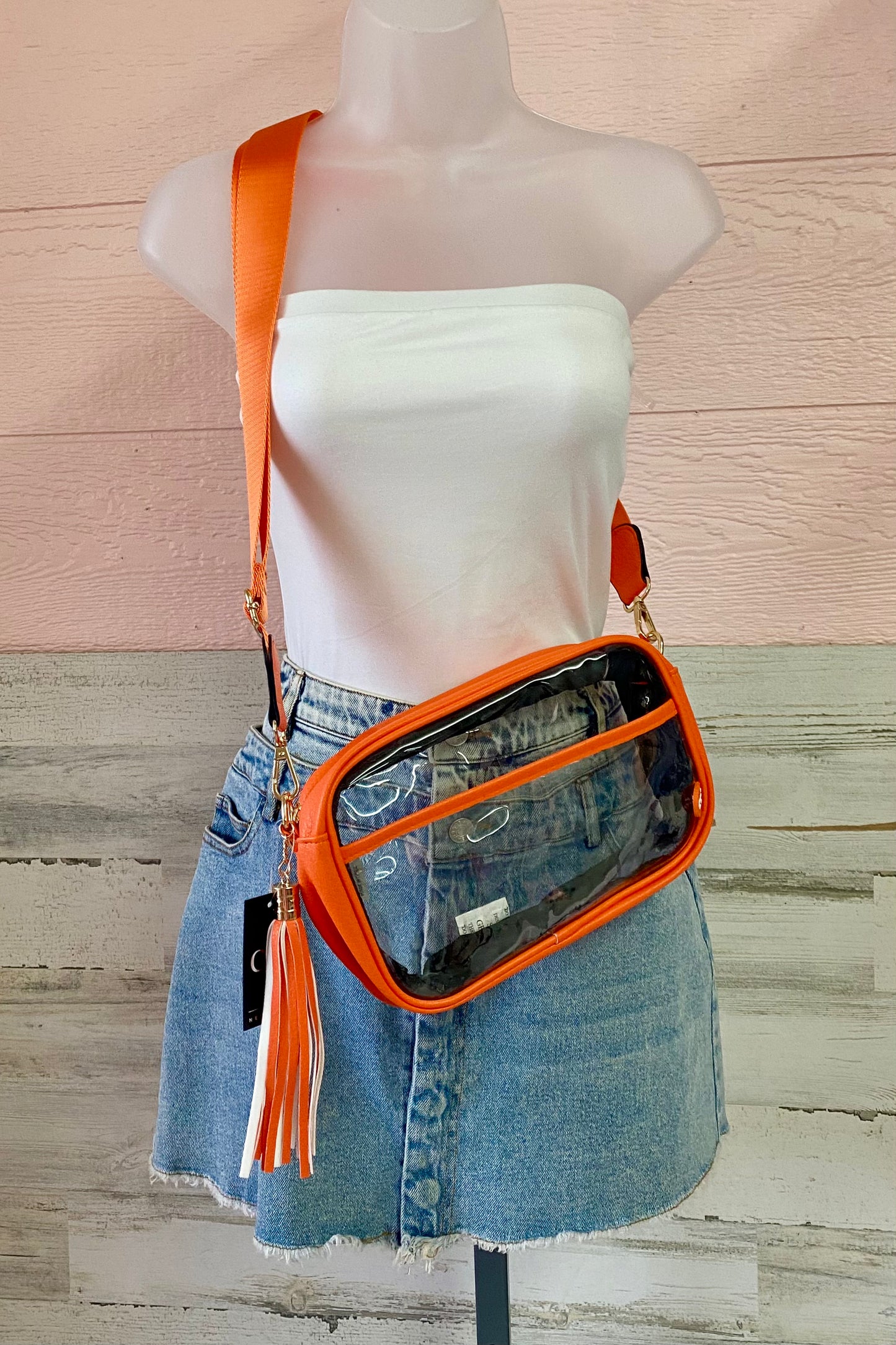 Clear Game Day Crossbody with Tassel