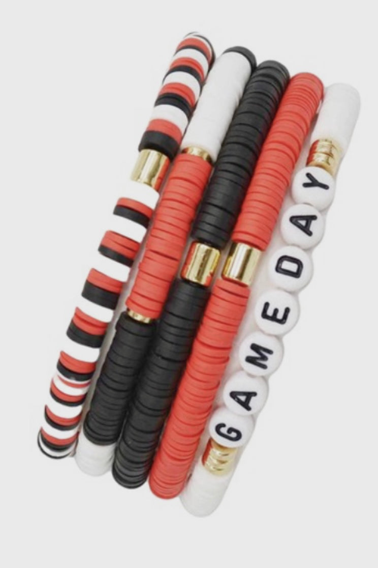 Red Black Gameday Multiple Bracelets Set