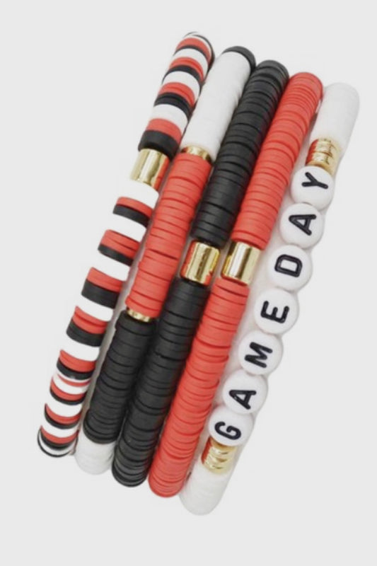 Red Black Gameday Multiple Bracelets Set