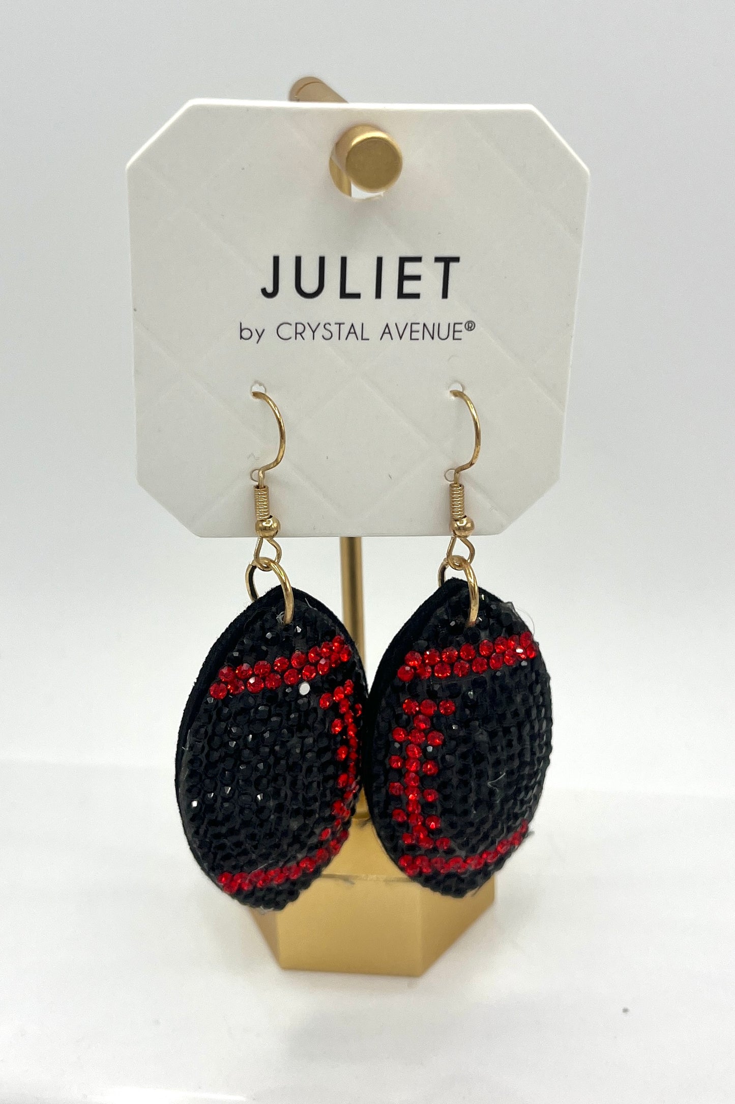 Football Crystal Puffy Hook Earrings