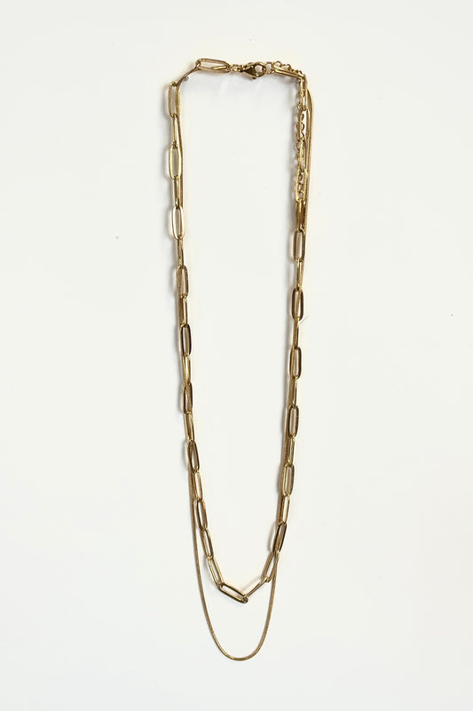 Layered Gold Paperclip Necklace