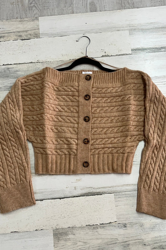 Off-Shoulder Button Down Sweater Top
