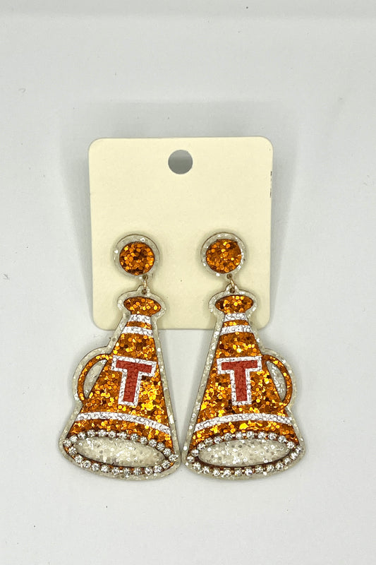 Gameday Megaphone Glitter Earrings