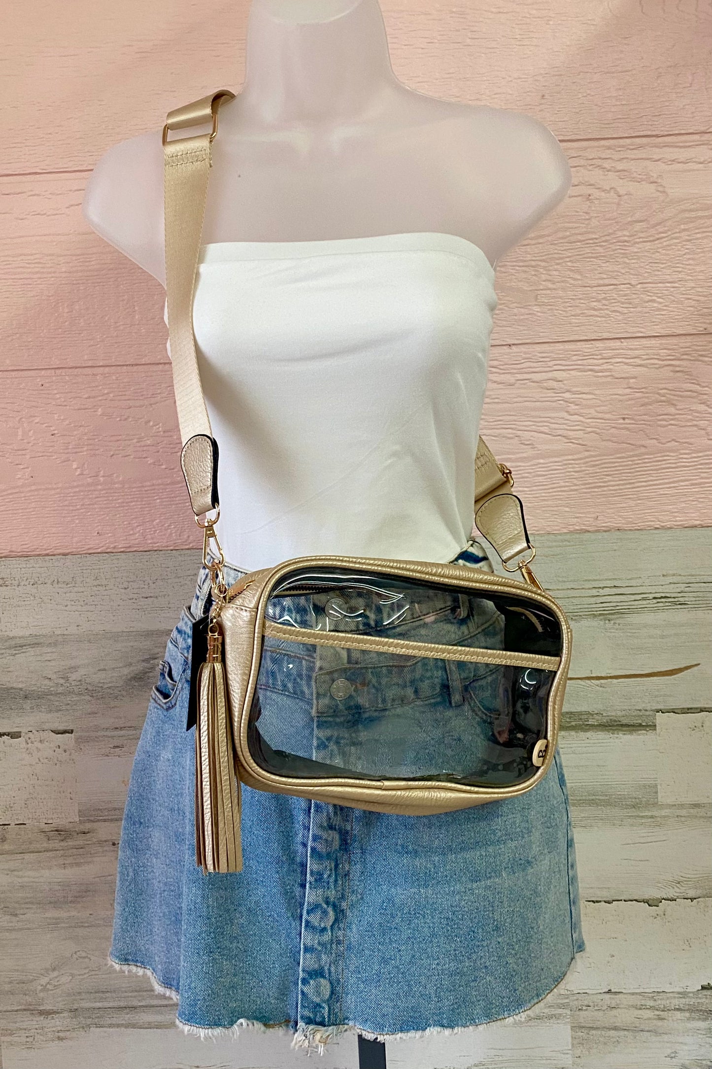 Clear Game Day Crossbody with Tassel