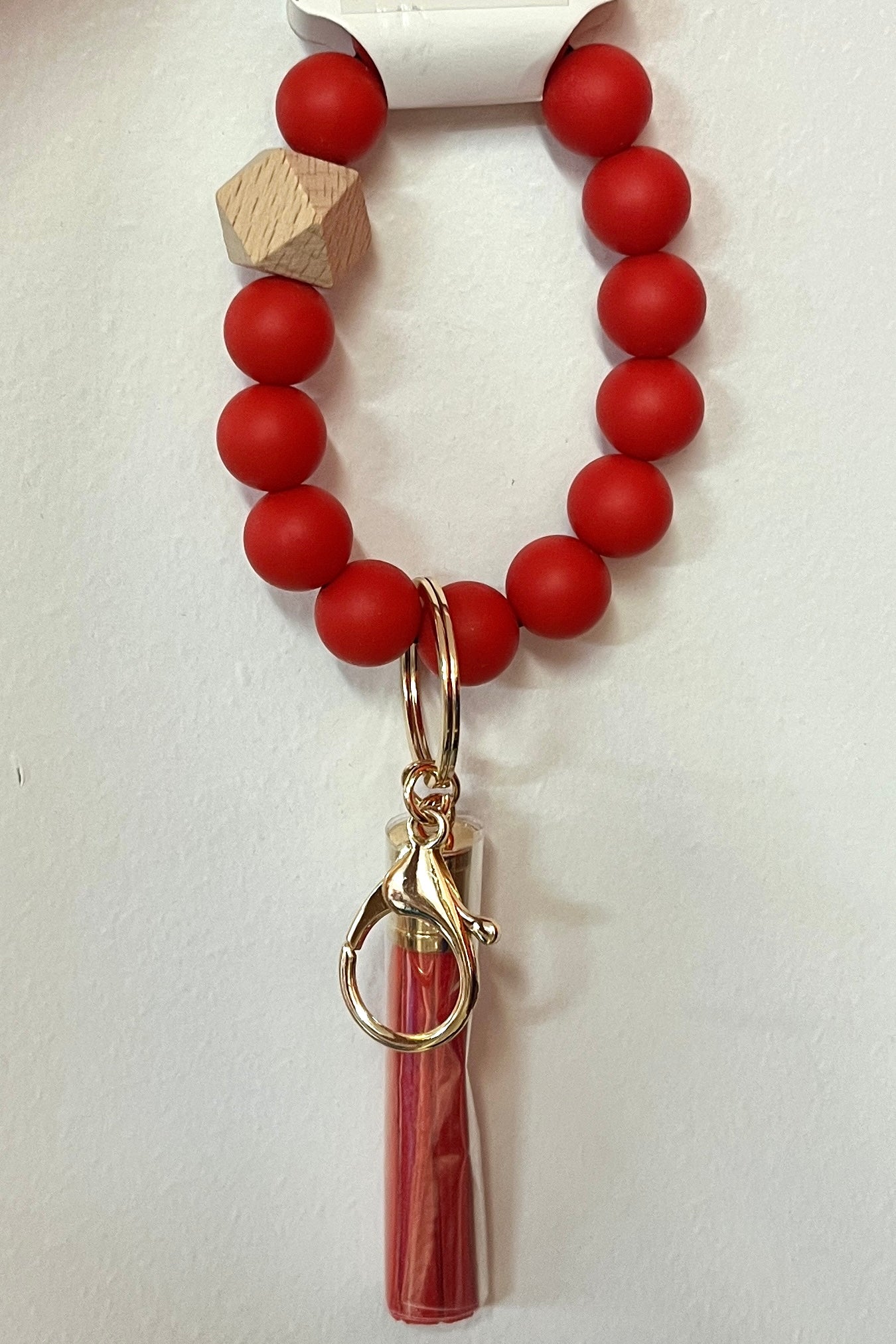 Silicone Beaded Pattern Keychain Bracelet