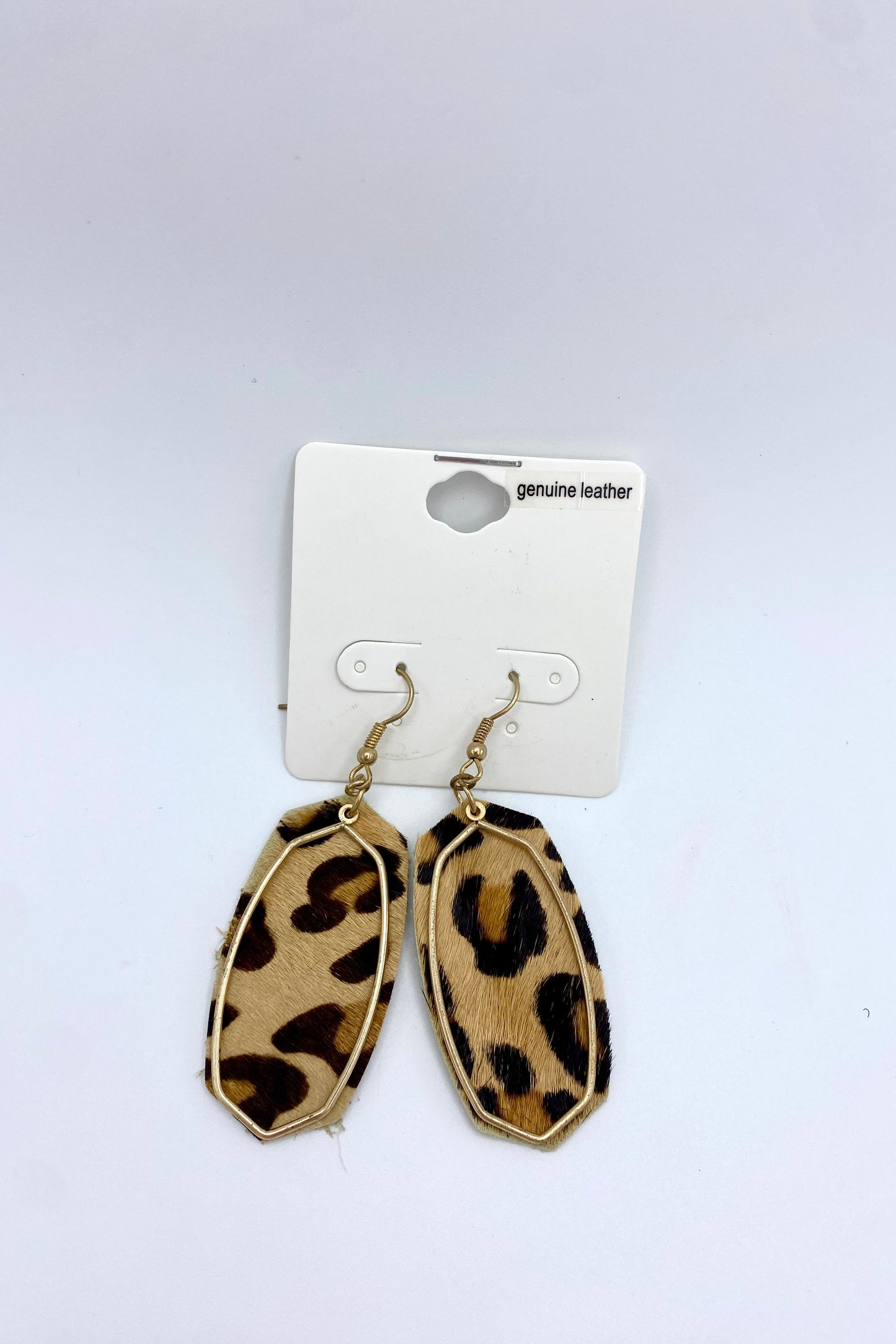 Leopard & Gold Hexagon Outlined Earrings
