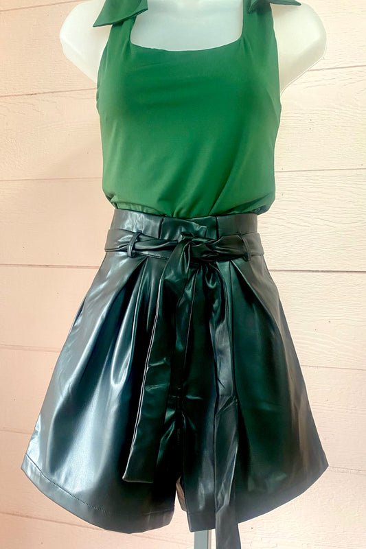 High Waisted Leather Shorts