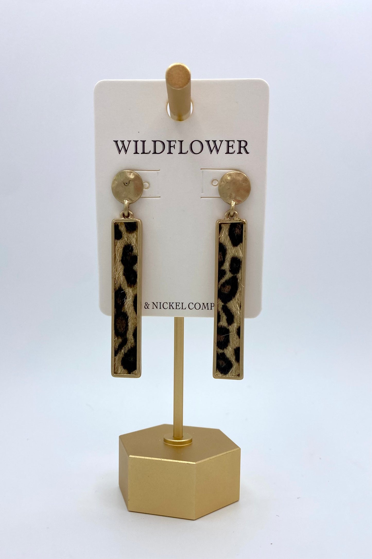Leopard Bar & Disc Earrings