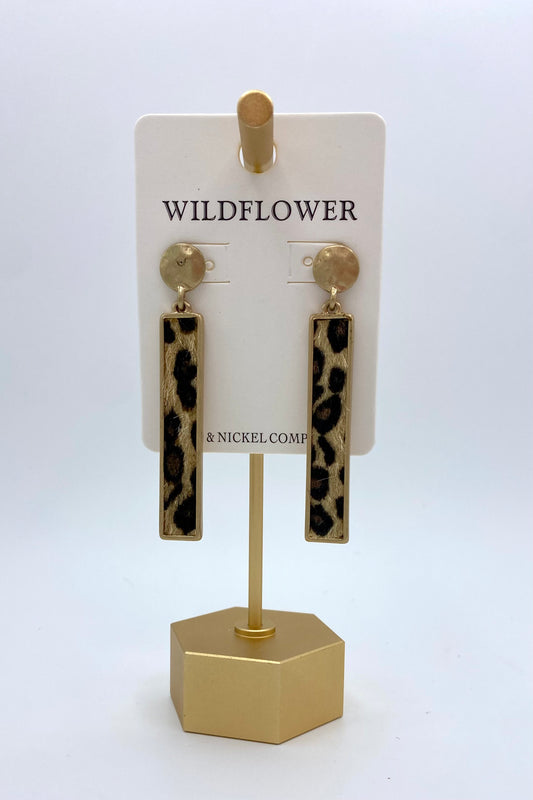 Leopard Bar & Disc Earrings