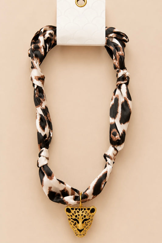 Jaguar Pendant Scarf Necklace