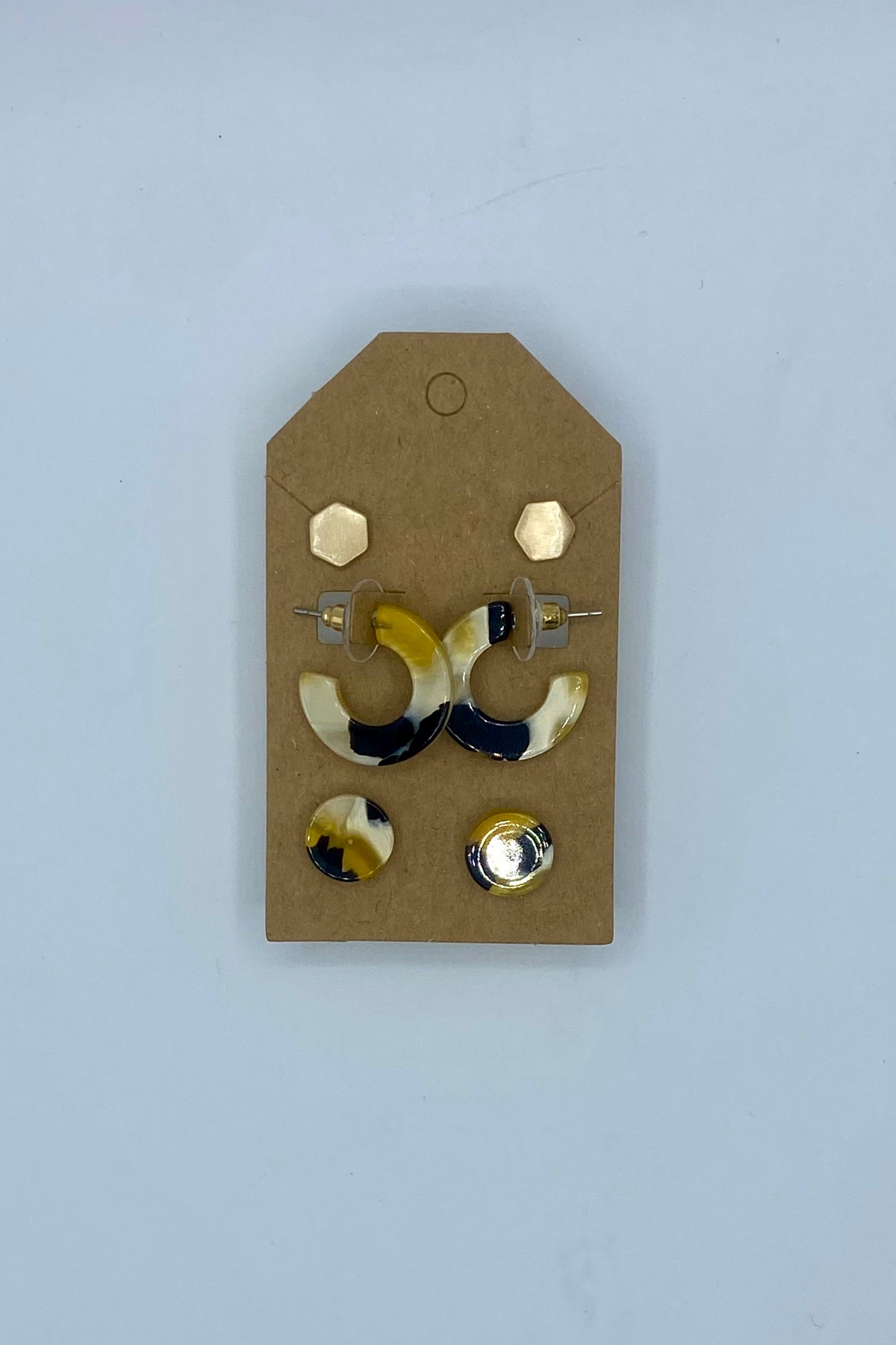 Hexagon Stud & Hoop Set