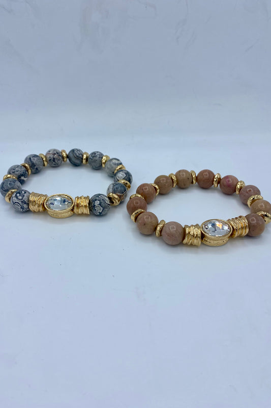Oval & Stone Bracelet
