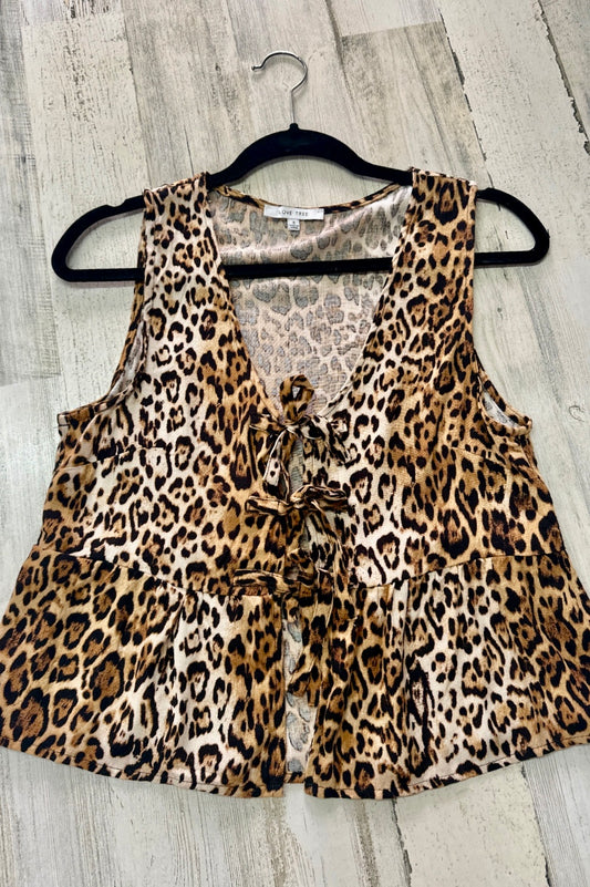 Leopard Print Front Tie Vest