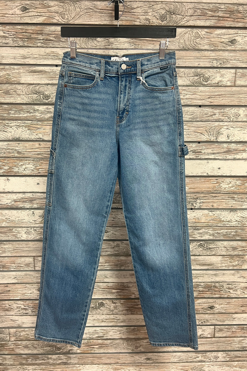 Mid Rise Baggy Cargo Jeans- Medium Wash