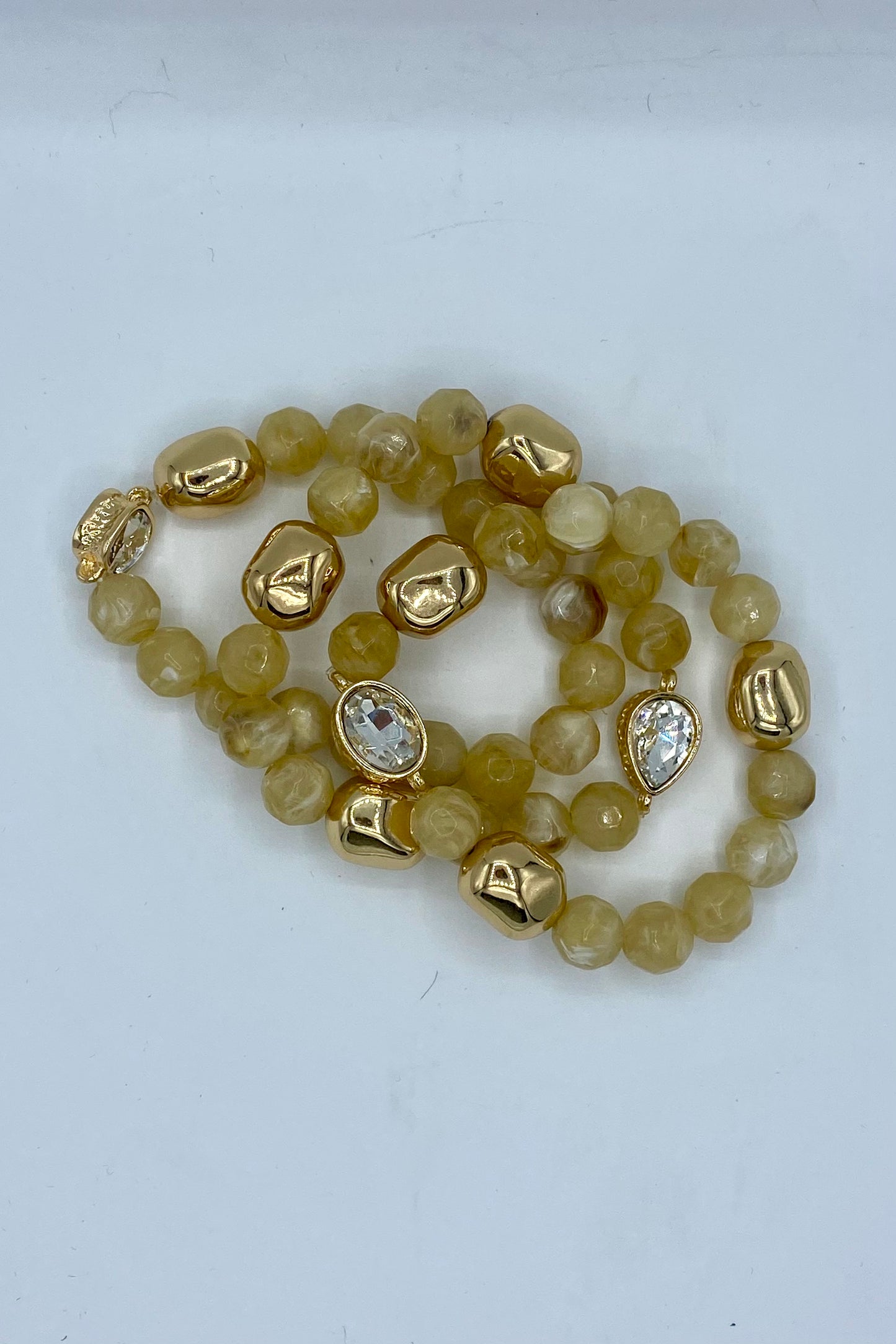 Oval & Stone Layered Bracelet