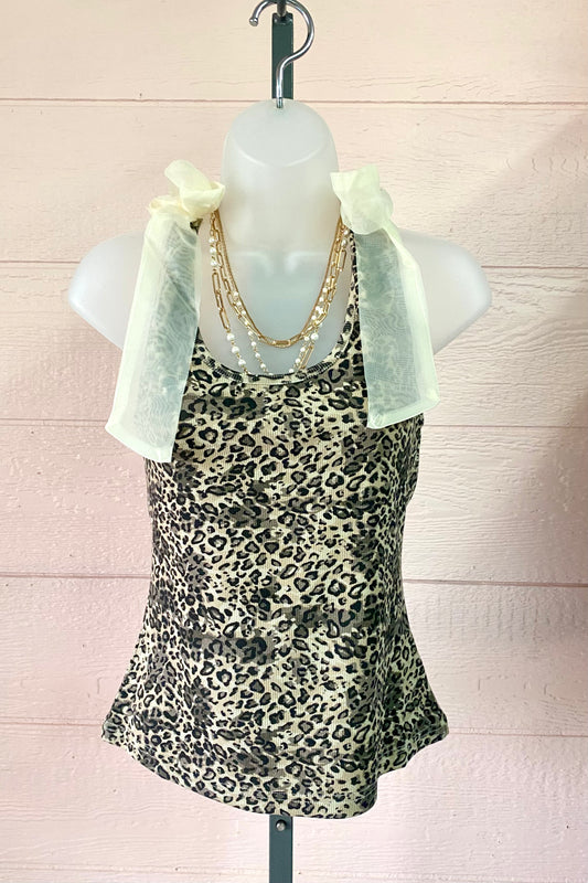 Leopard & Ribbon Tie Tank