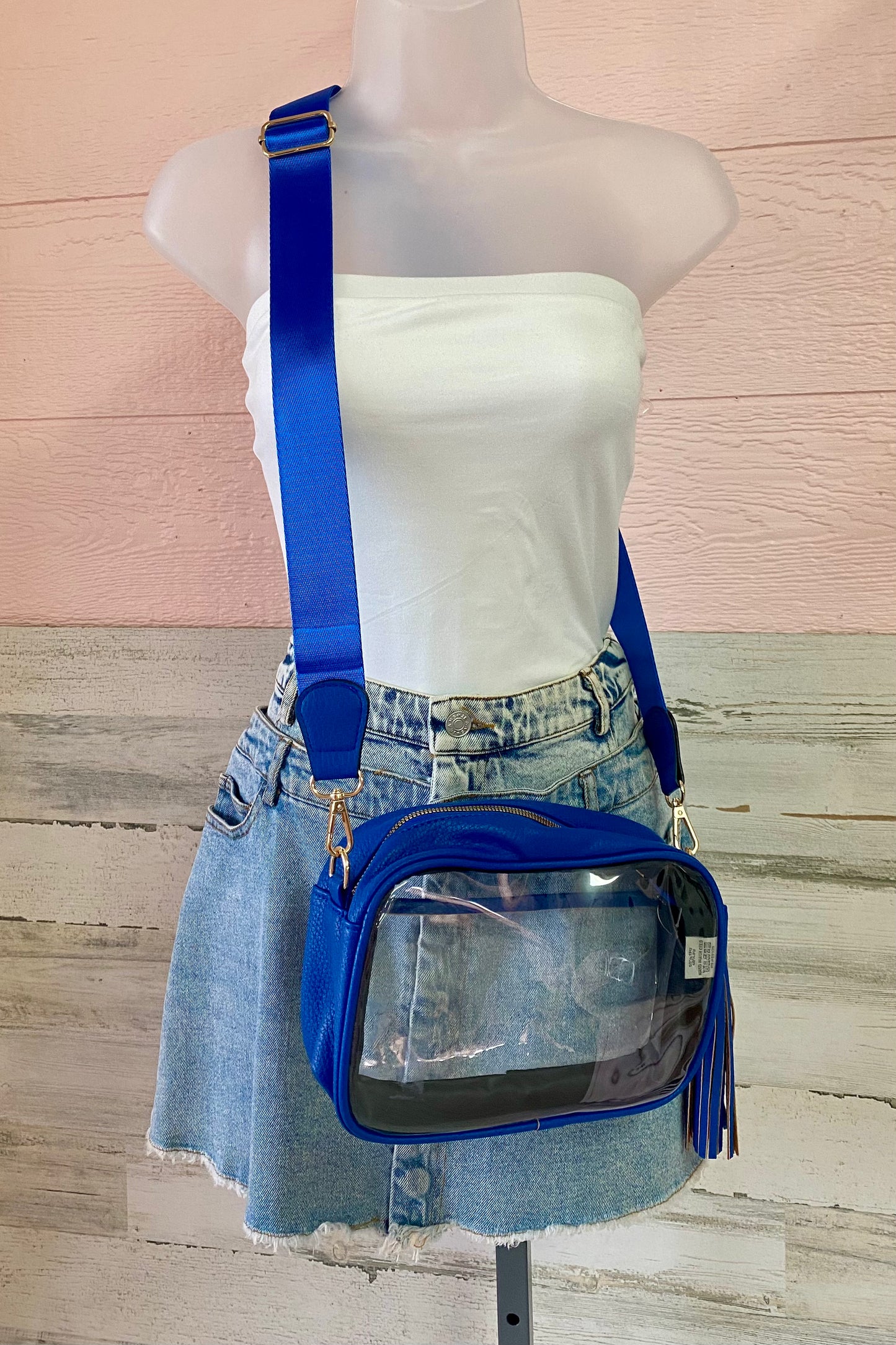 Clear Game Day Crossbody with Tassel