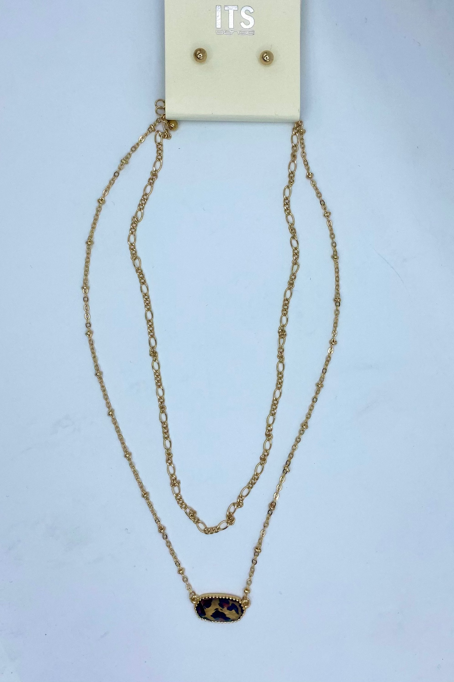 Oval Glass Layered Necklace