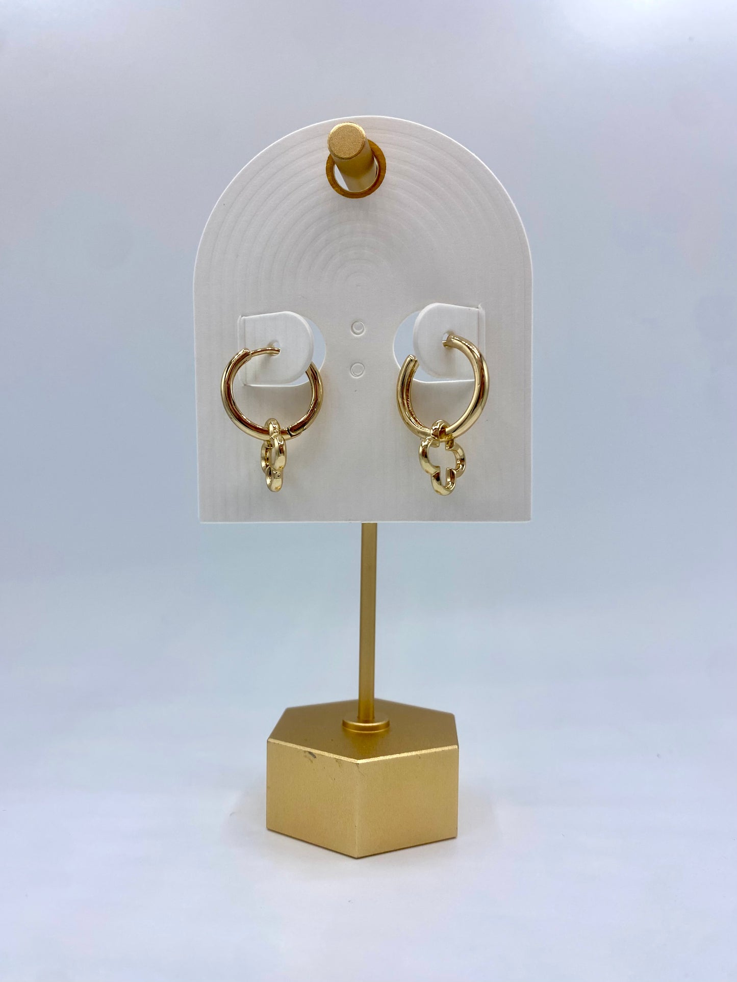 Open Clover Charm Hoops