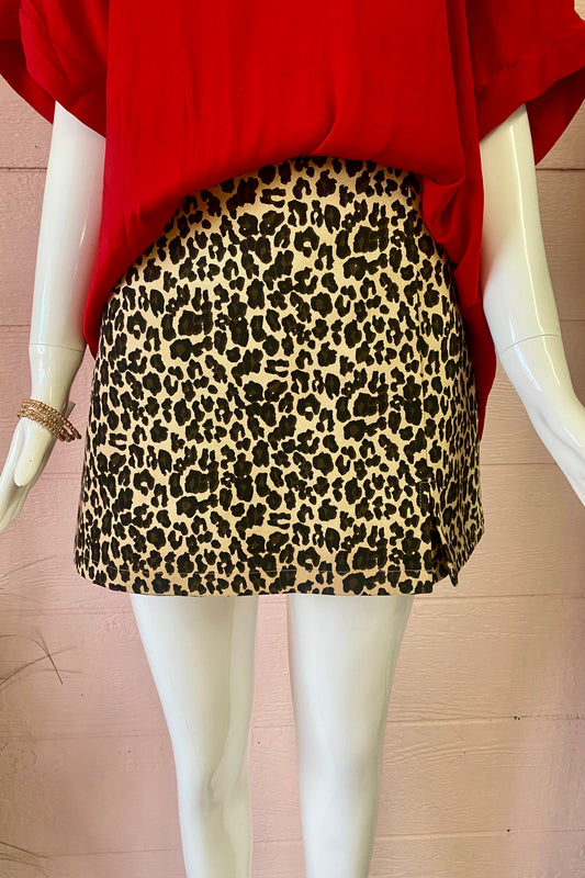 Jaguar Print Jean Skort