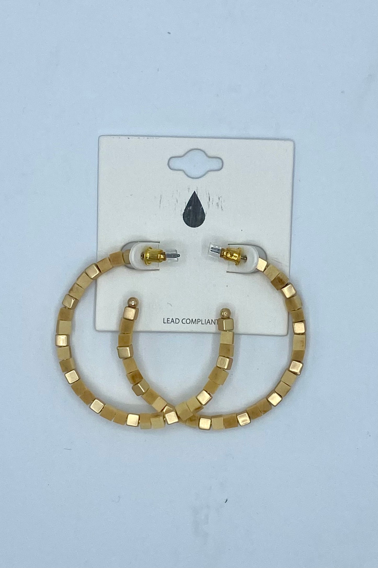 Square Wood & Metal Beaded Hoops