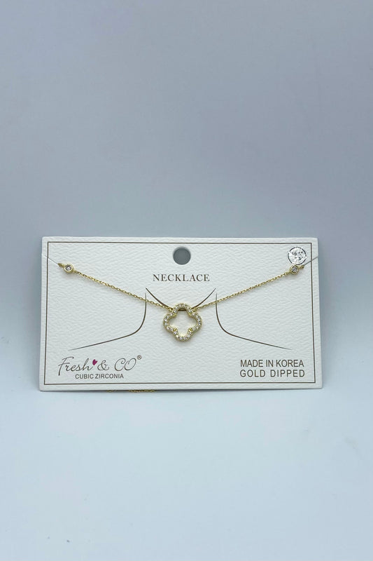 Open Clover CZ Pendant Necklace