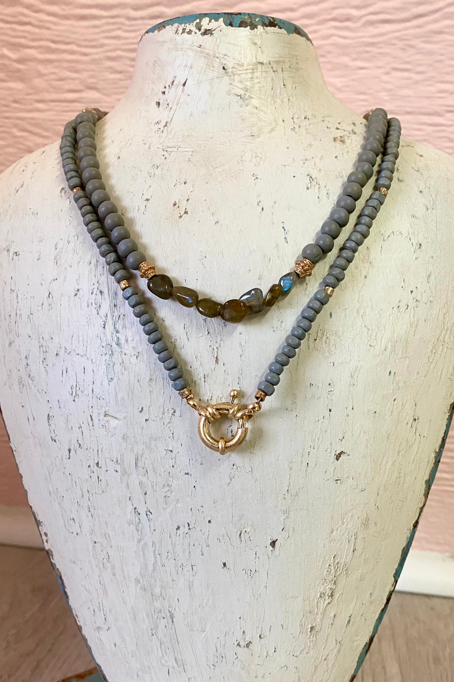 Wood & Stone Layered Necklace