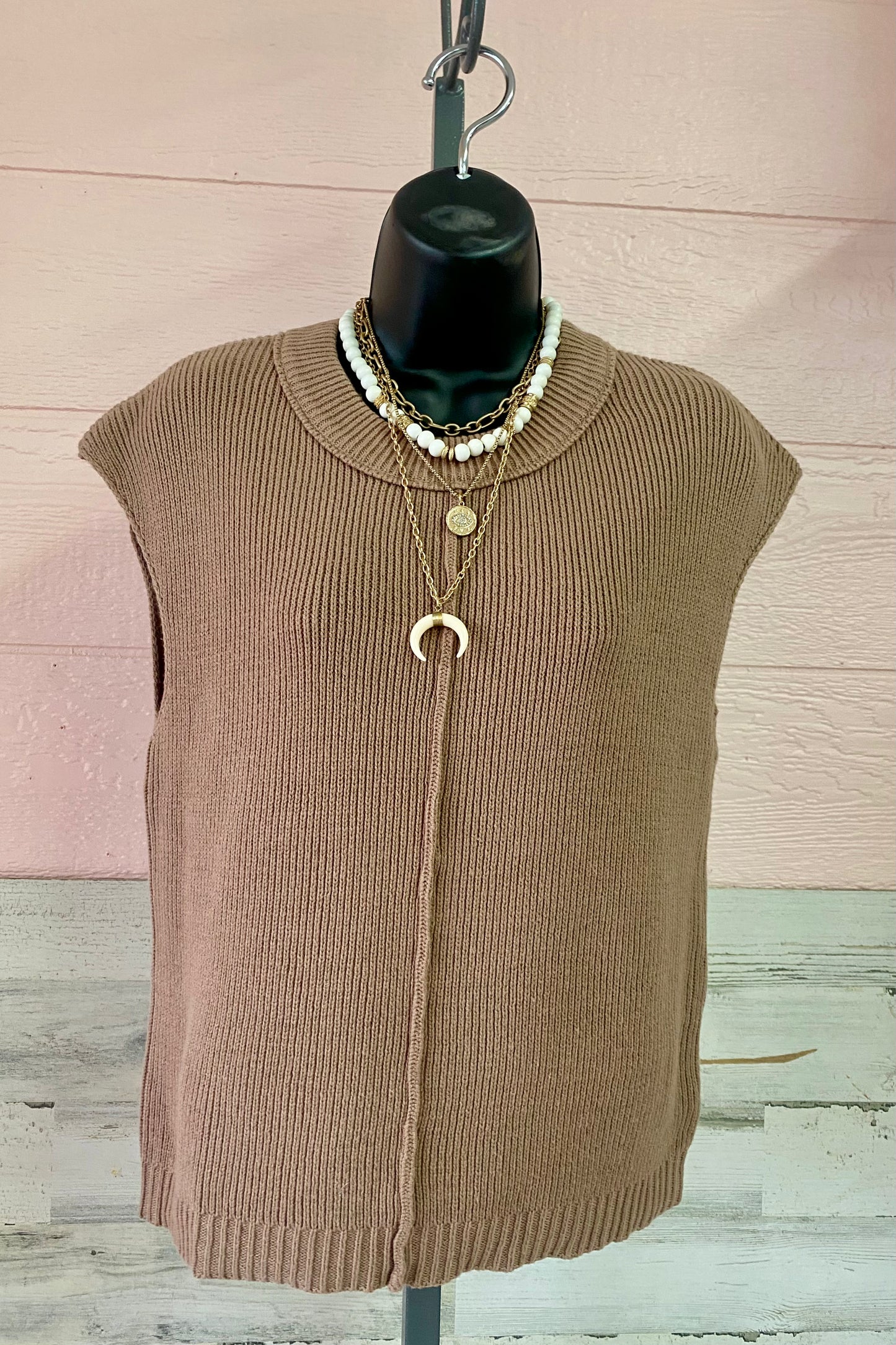 Sleeveless Crewneck Knit Top