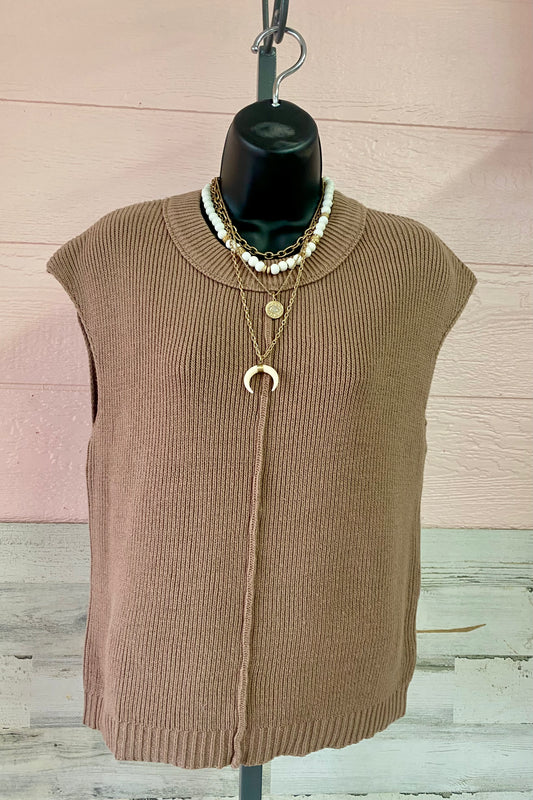 Sleeveless Crewneck Knit Top