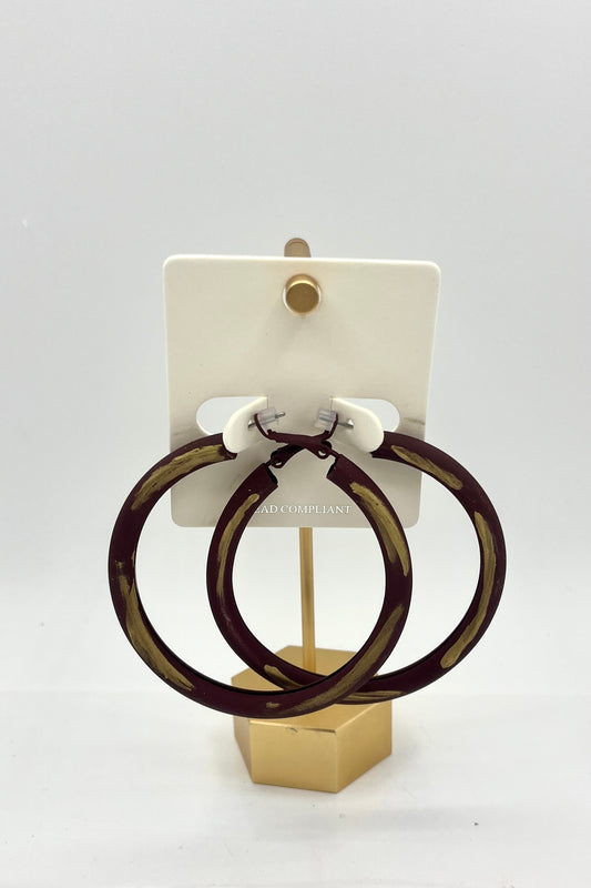 Red and Gold Hoop Earrings