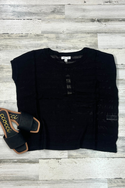 Drop Shoulder Sheer Sweater Top