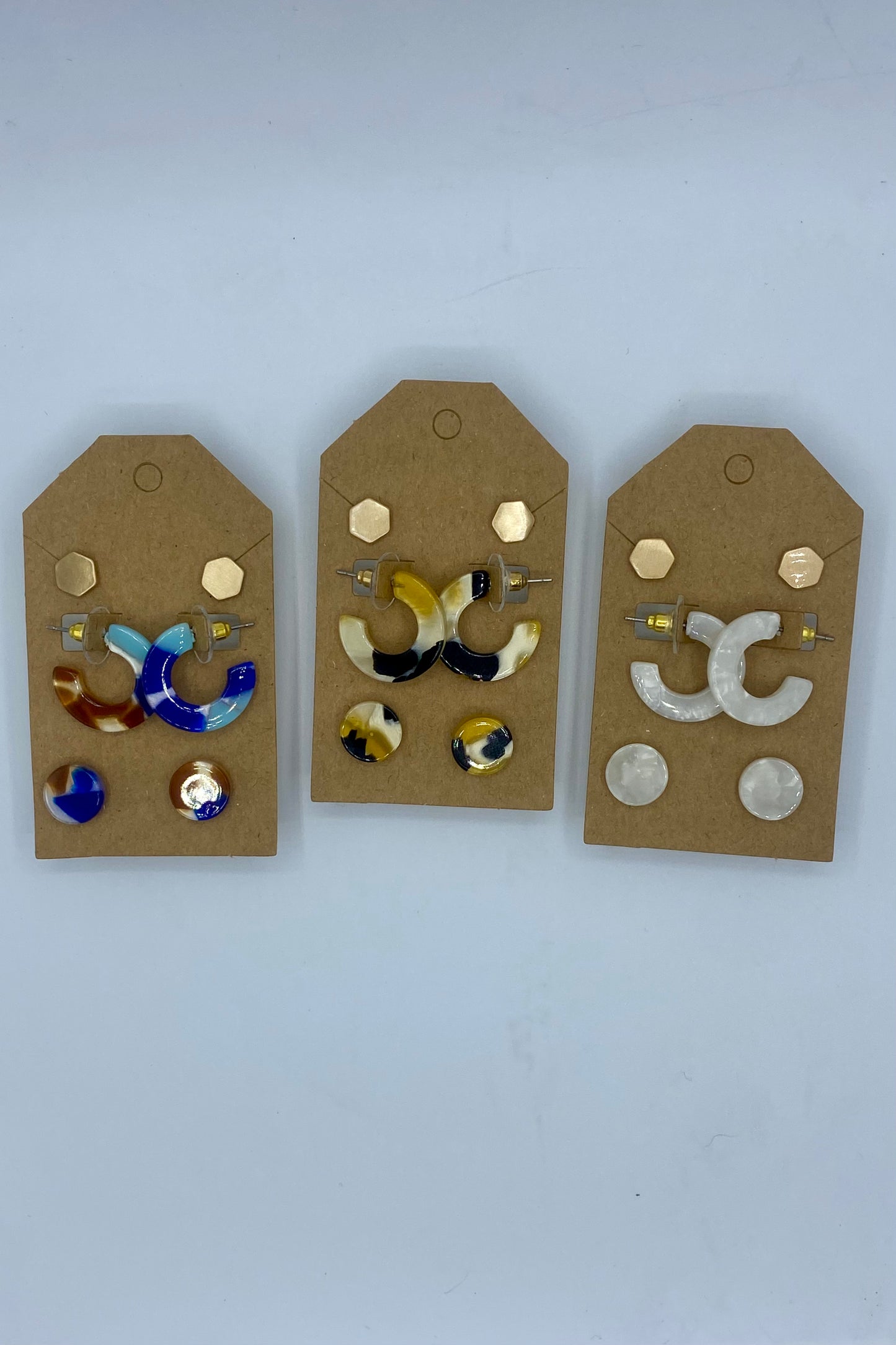 Hexagon Stud & Hoop Set