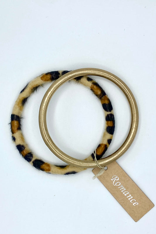 Animal Print & Gold Bracelet Pair