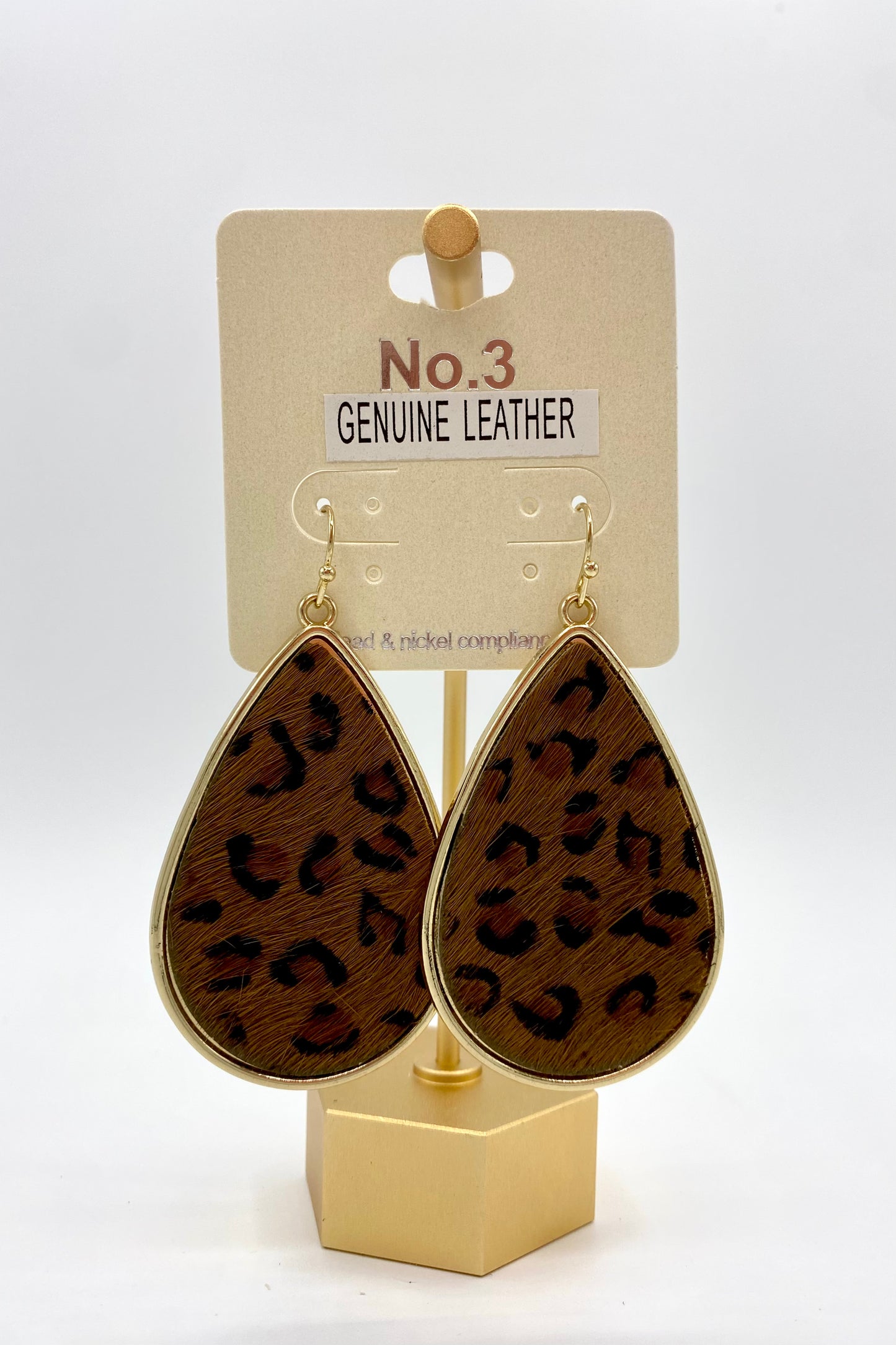 Brown Leapord & Leather Earrings