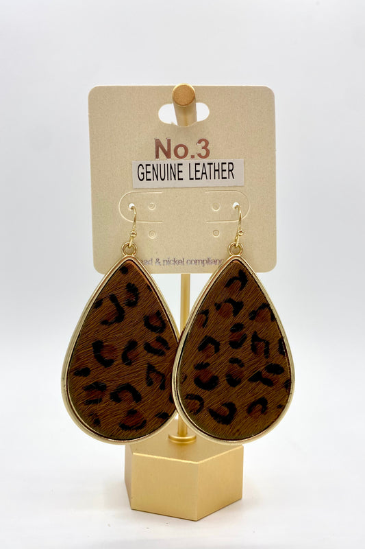 Brown Leapord & Leather Earrings