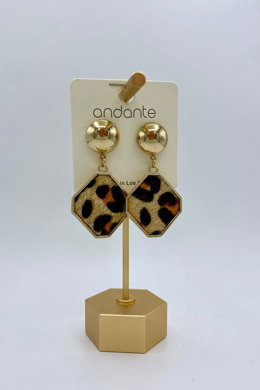 Rhombus Leopard & Gold Earrings
