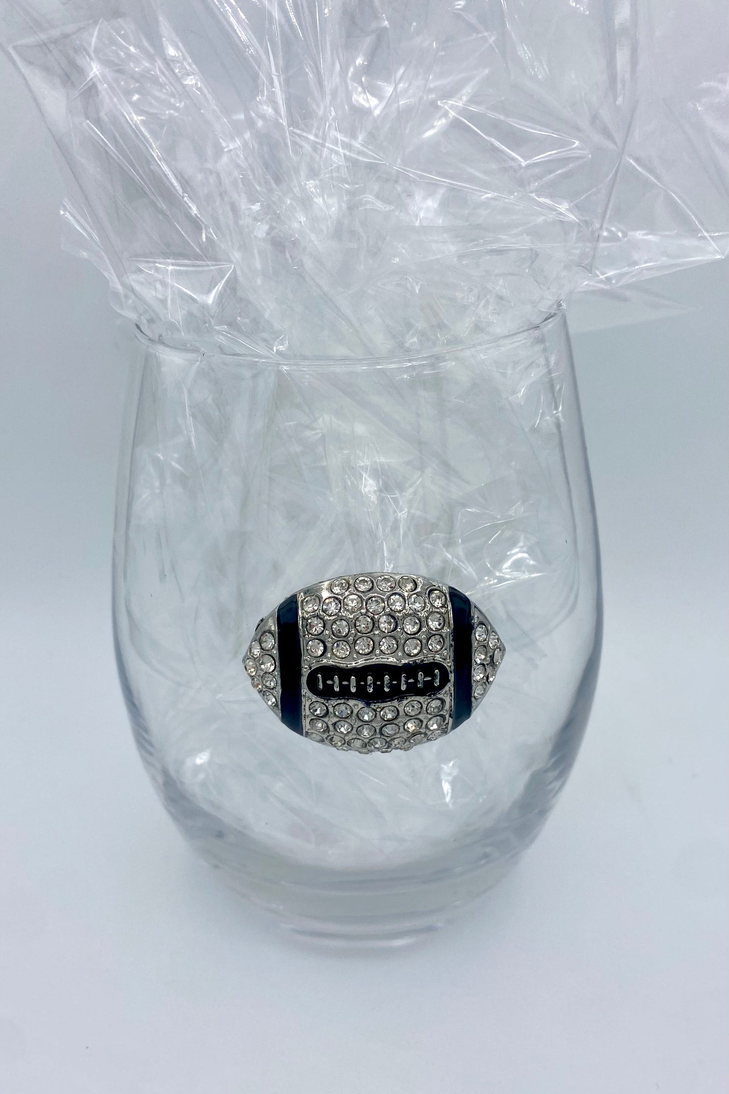 Game Day Jeweled Football Stemless Wine Glass