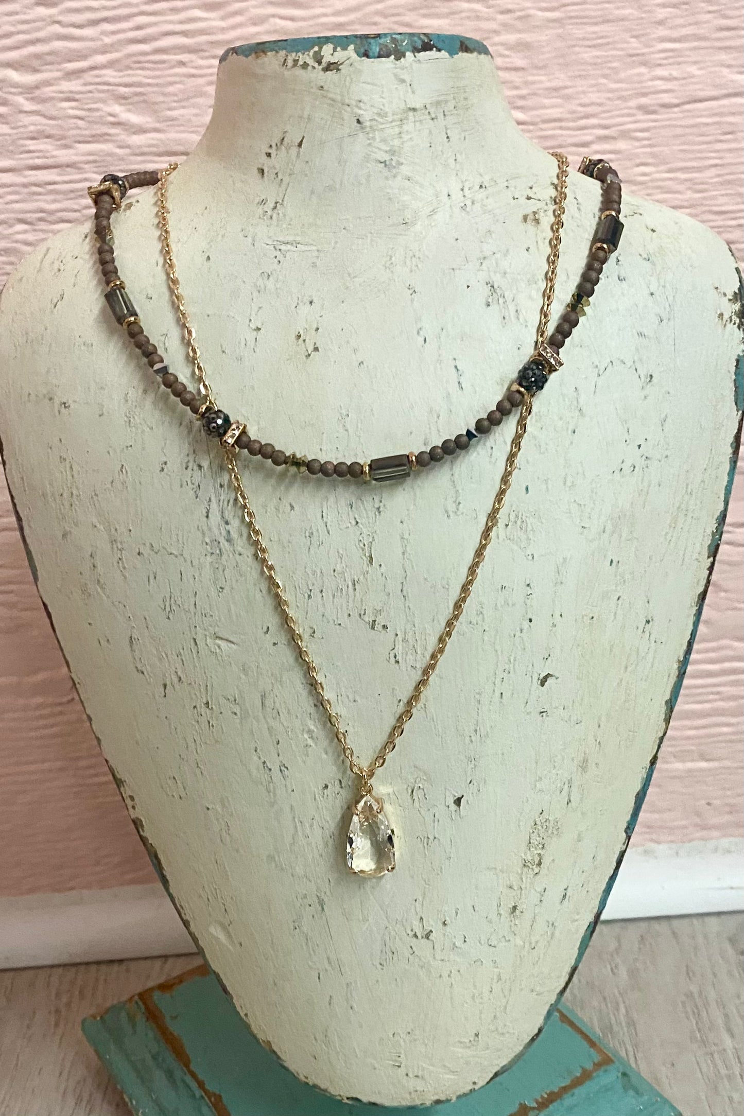 Beaded Teardrop Layered Choker