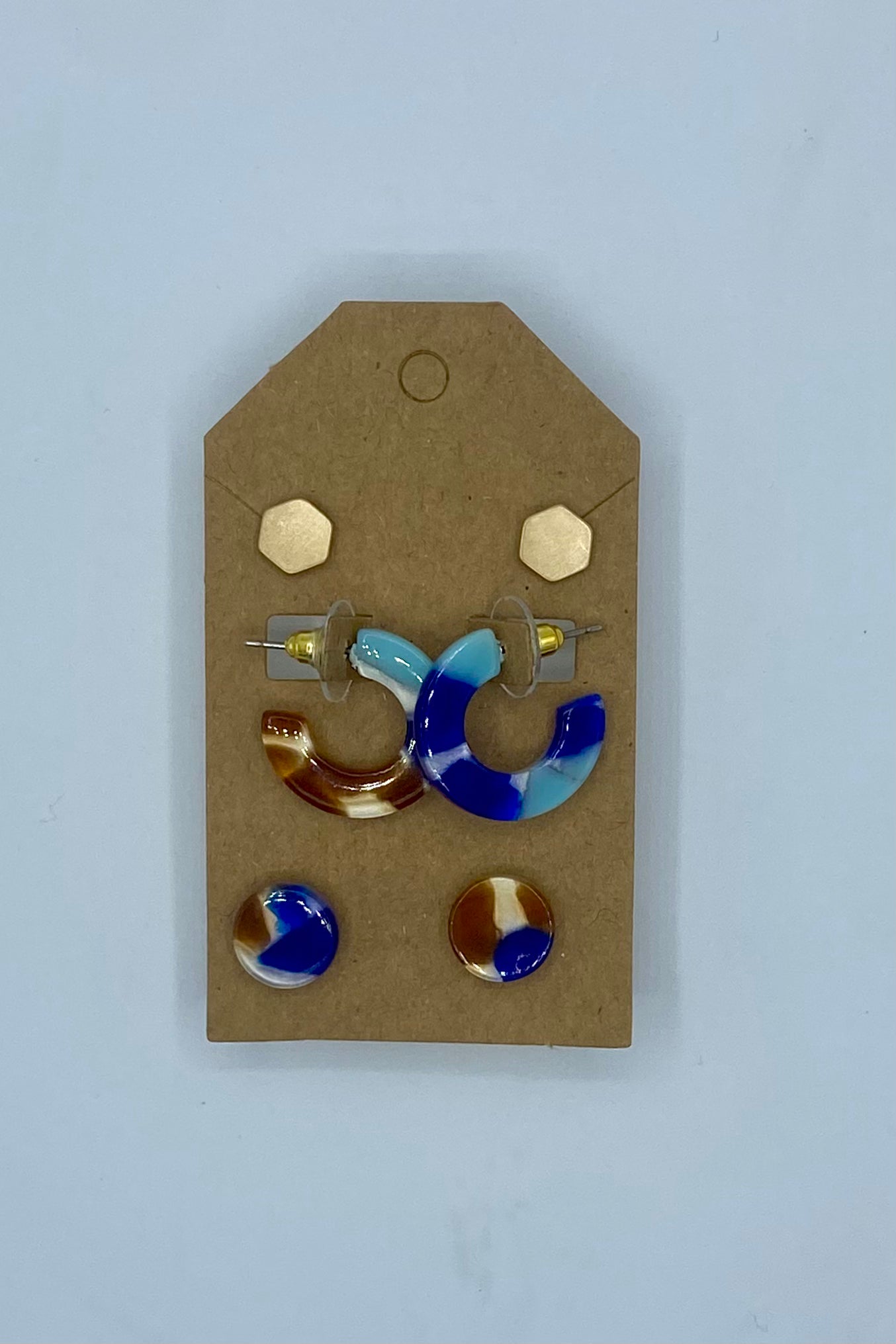 Hexagon Stud & Hoop Set