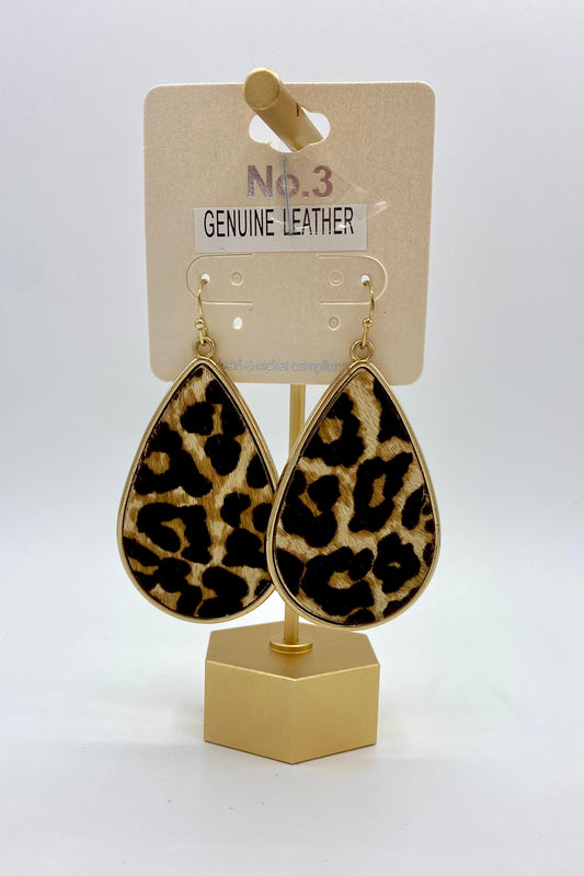 Tan Leopard & Leather Earrings