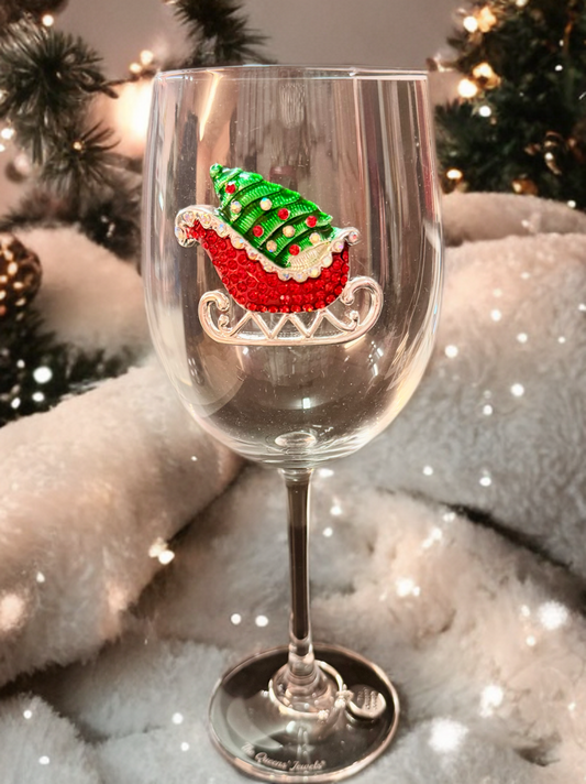 Christmas Sleigh Stemmed Wine Glass