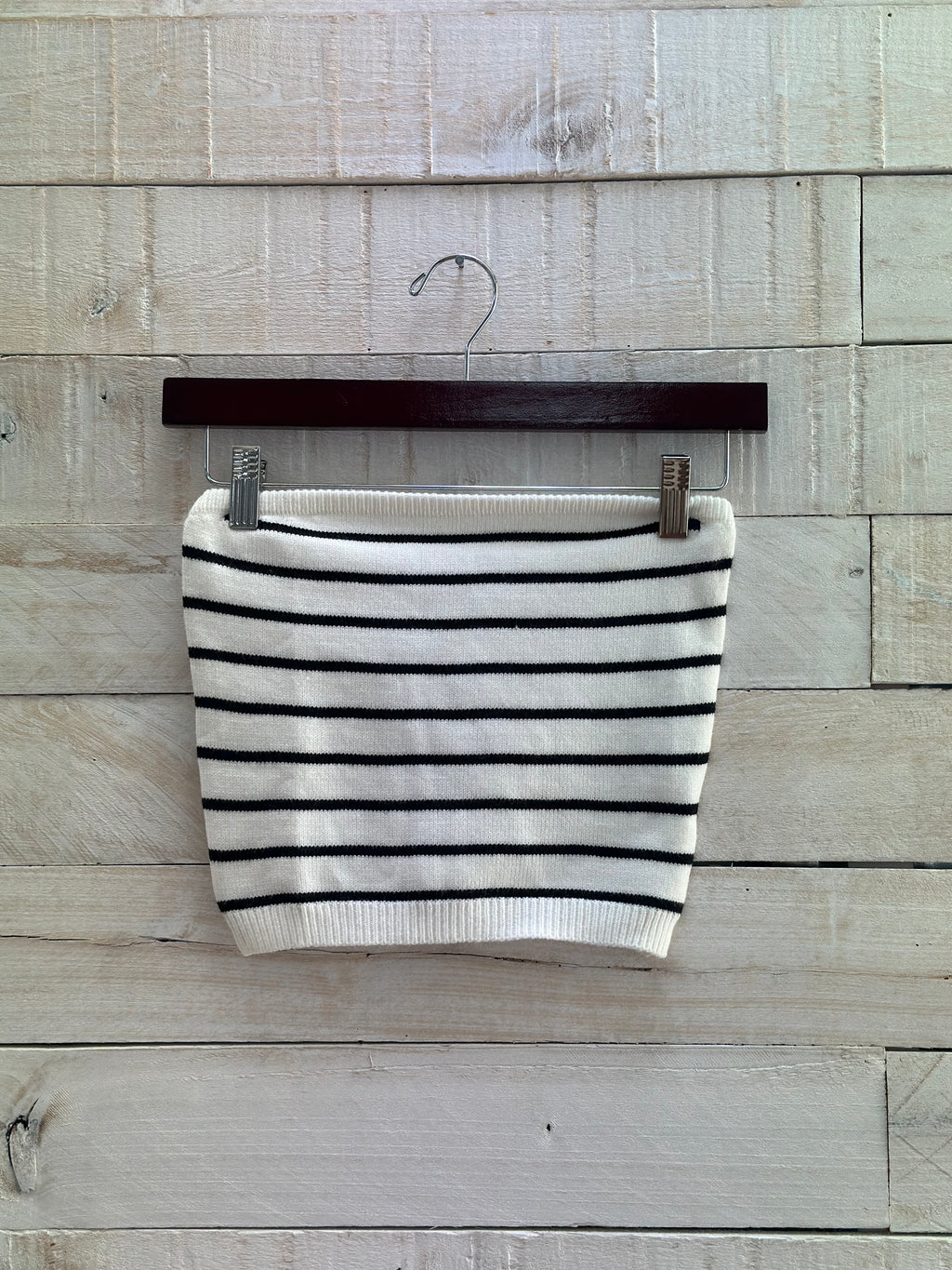 Striped Tube Top Sweater - Ivory/Black