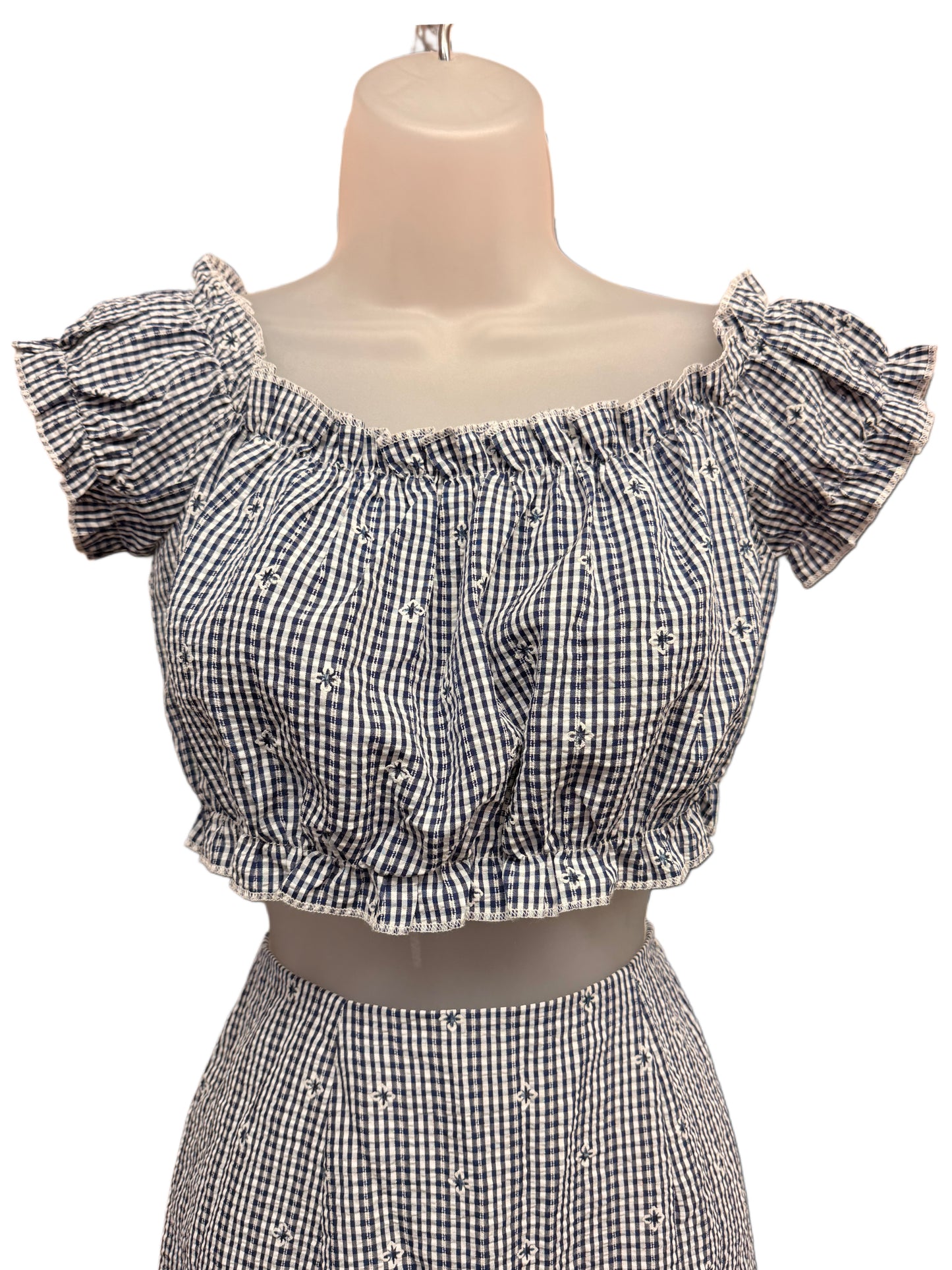Plaid Two Piece Set- Crop Top