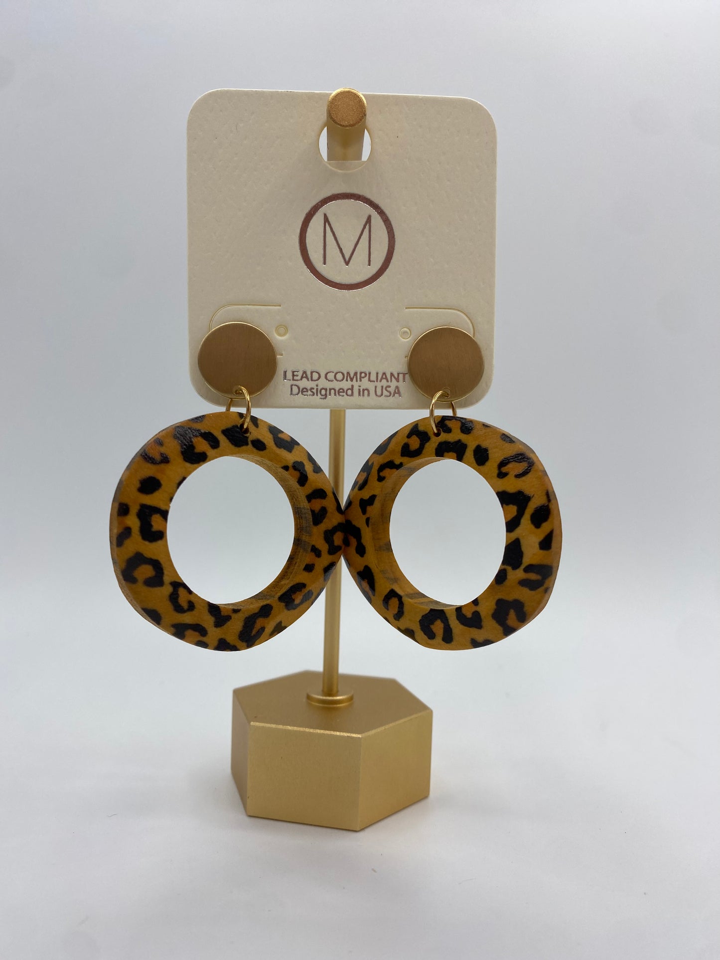 Wood Printed Circle Earrings