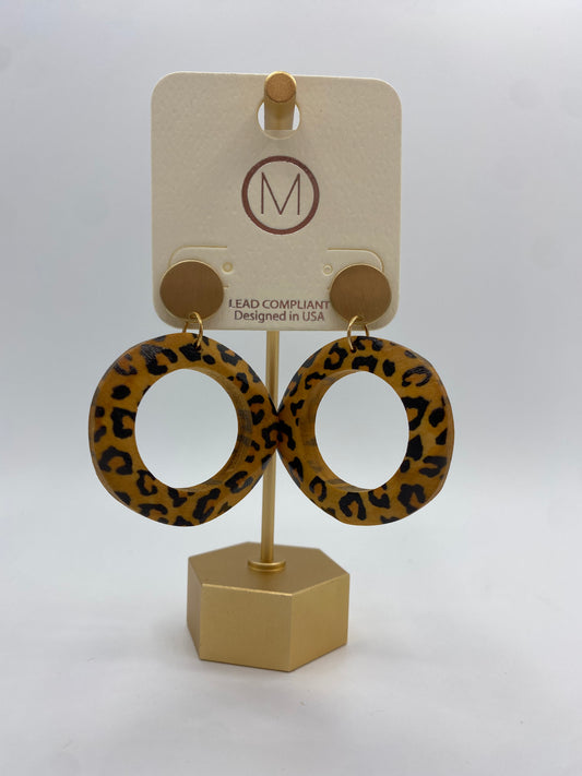 Wood Printed Circle Earrings
