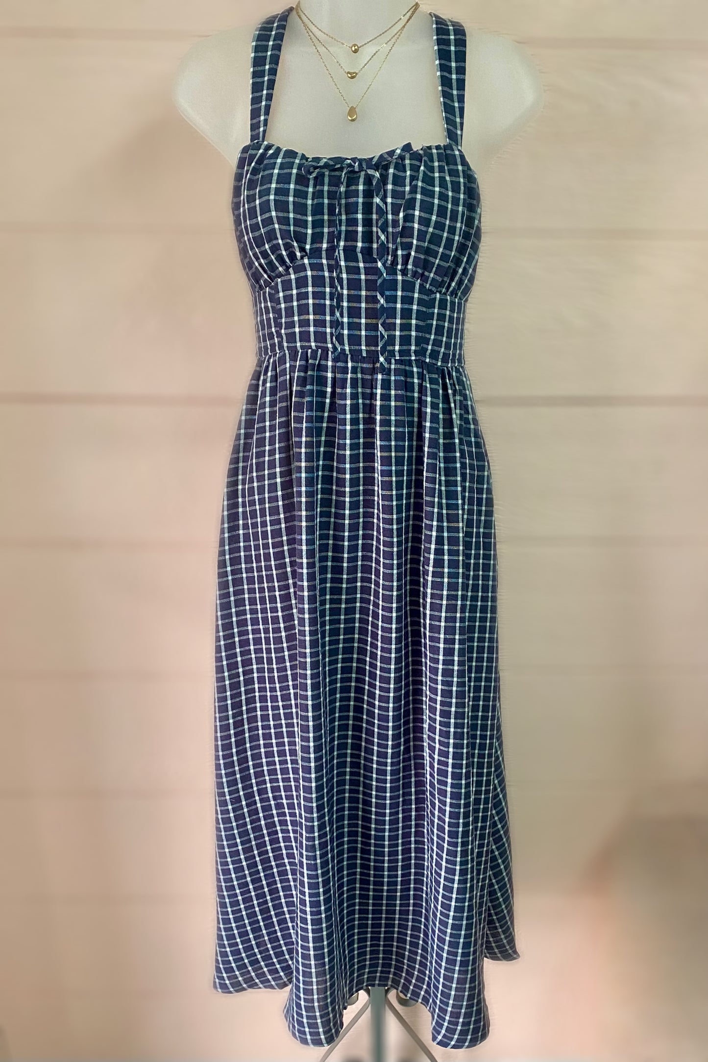 Plaid Corset Midi Dress