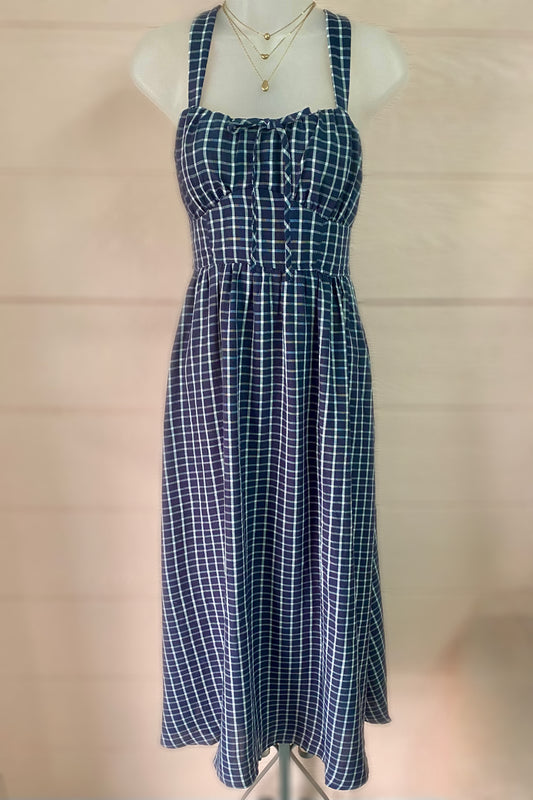 Plaid Corset Midi Dress