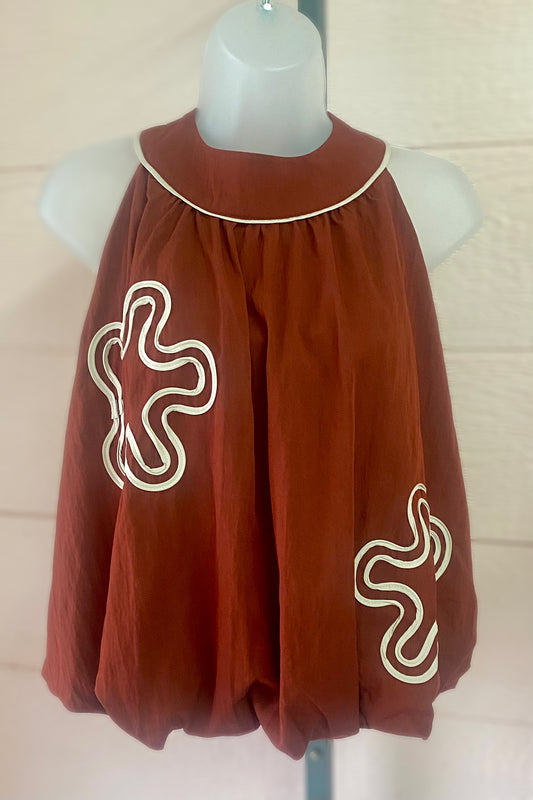 Abstract Applique Billowy Top