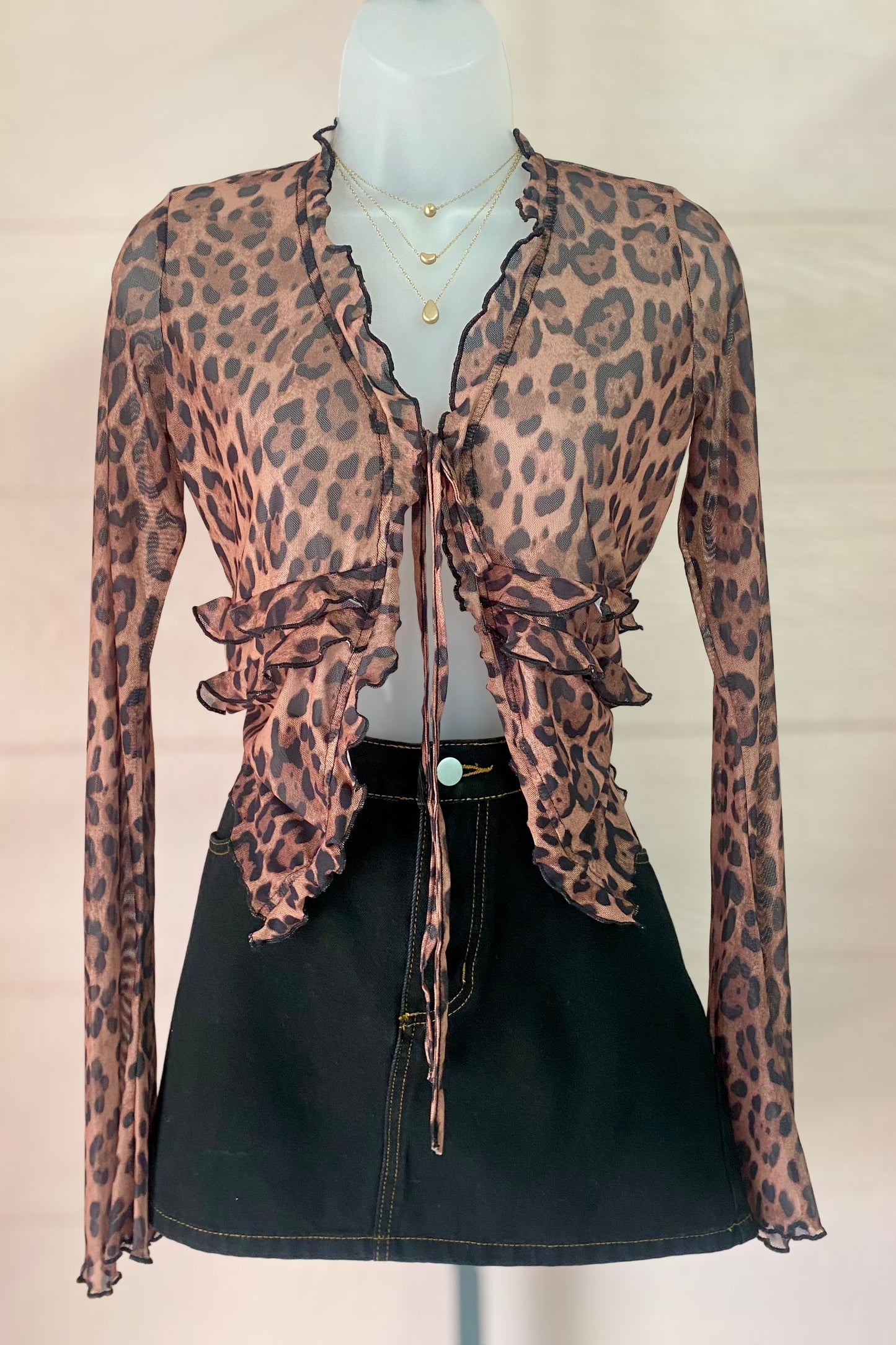 Mesh Ruch Hem Blouse